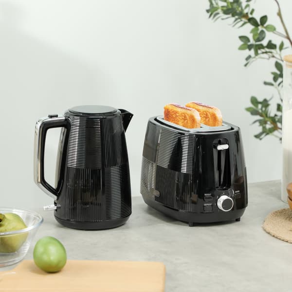 Elkedel & Brødristersæt, 1,7L, Rustfrit stål, Sort