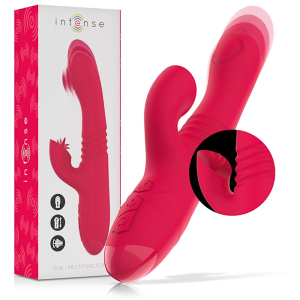Intense - Dua Multifunktion genopladelig op- og nedvibrator med rød tunge