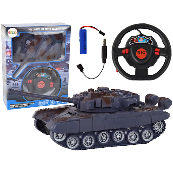 Marineblå R/C Tank 1:18 - Lys, lyd, 27MHz kontrol