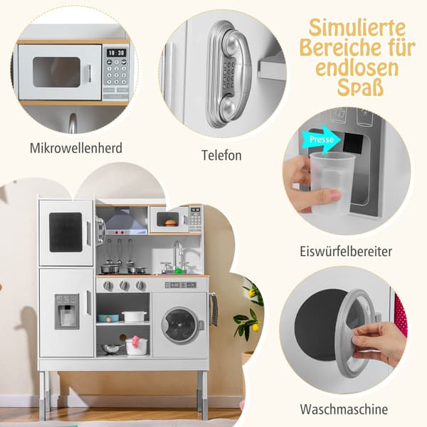 Puinen leikkikeittiö 16 tarvikkeella lapsille 3+