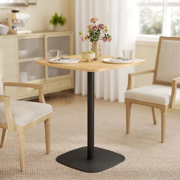 Lille spisebord, 60 cm firkantet, MDF-plade, stålfod