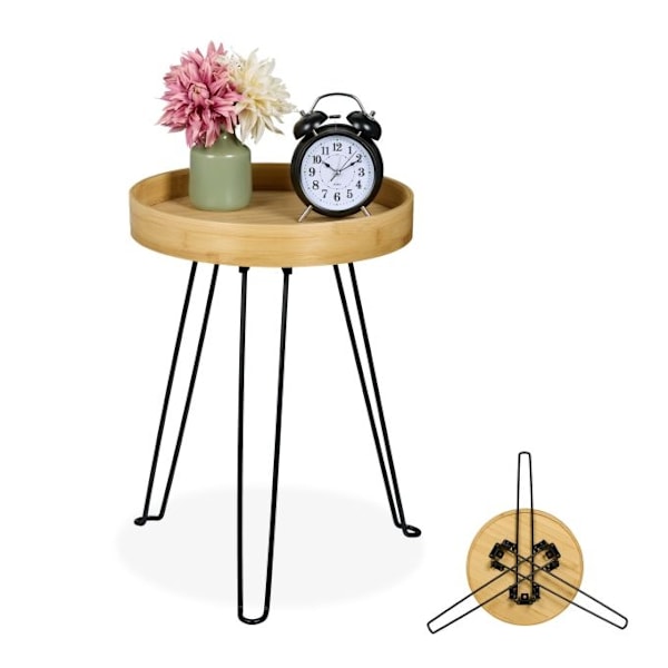 Sidobord bambu & metall