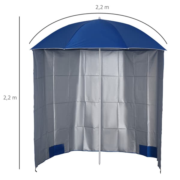 Parasol Beach Paraply Med Sidovägg, Polyester, Blå, 2,2Xh2,2M