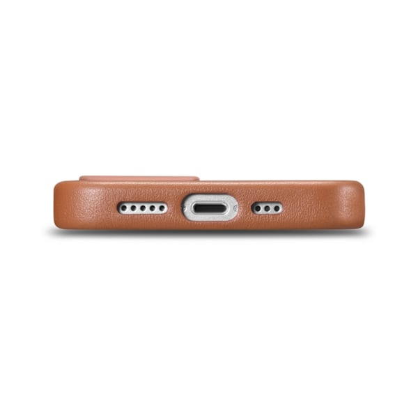 Naturligt læder etui til iPhone 14 MagSafe etui Lædercover lysebrun