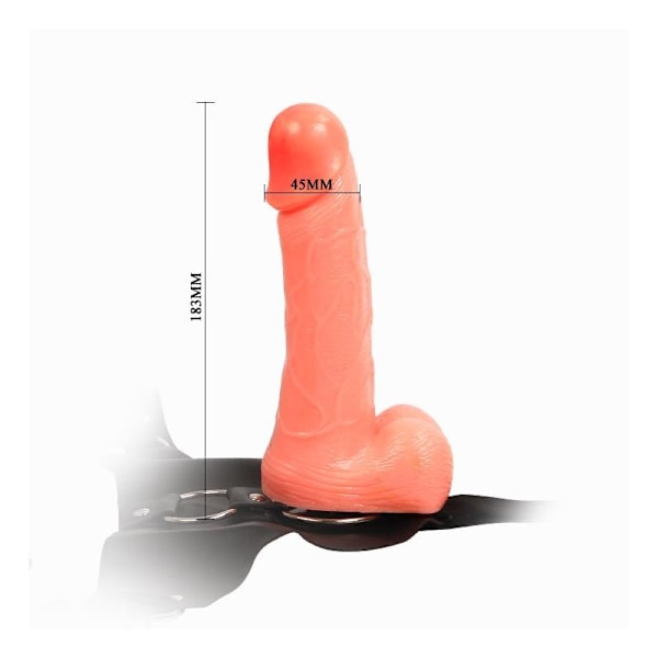 Strap-On, jossa dildo ja kivekset 18,3 cm