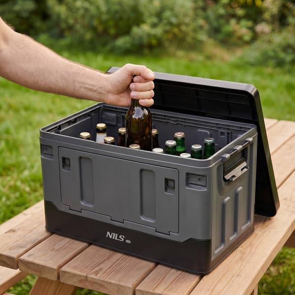 Hopfällbar transportlåda 38L, gråsvart, PP-material