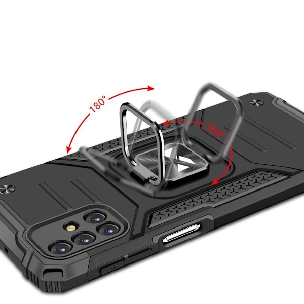 Pansarhybridfodral för Samsung Galaxy M31s + Ring Armor magnetisk hållare, silver
