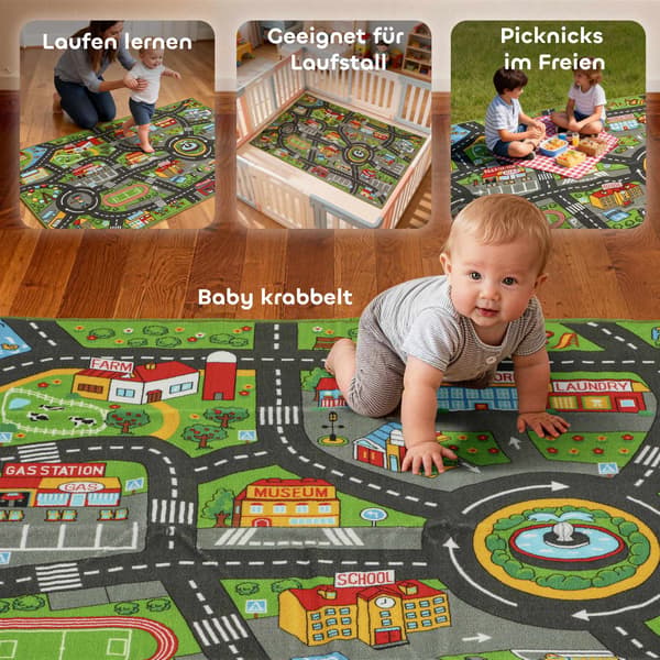 Babylekmatta 160x100cm, halkfri stadsdesign