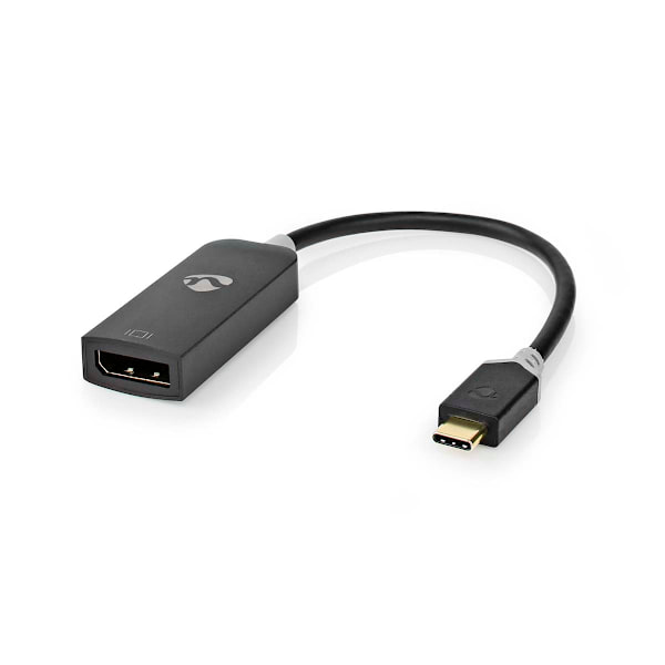 USB-C™ Sovitin | USB 3.2 Gen 1 | USB-C™ Uros | DisplayPort Naaras | 8K@30Hz | 0.20 m | Pyöreä | Kullattu | PVC | Antrasiitti | Ikkunallinen laatikko