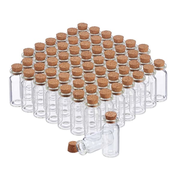 Minilasipullot, korkkitulppa 60p Set