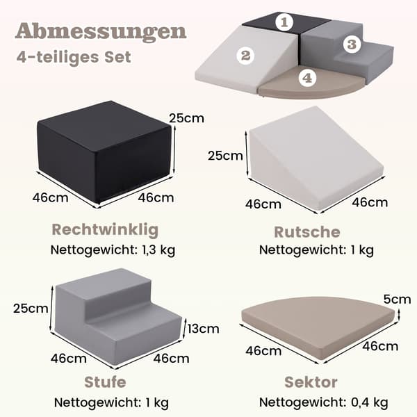 Skumlegeklodser – 4-delt klatring og rutsjebane