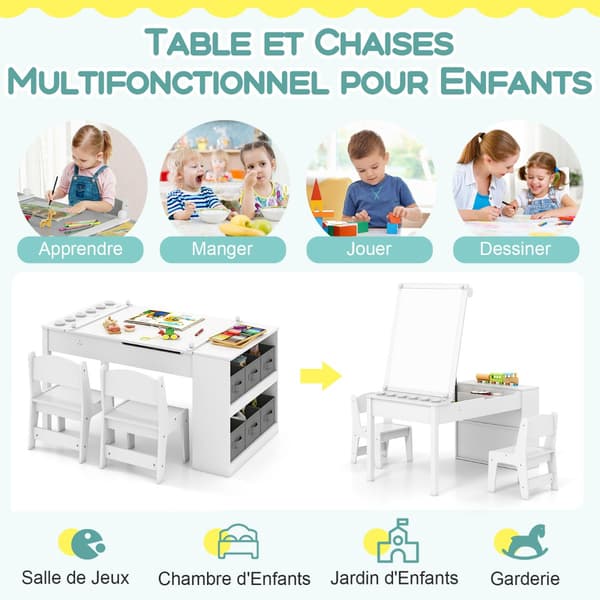 Barnkonstbord och 2 stolar, justerbart staffli, pappersrulle
