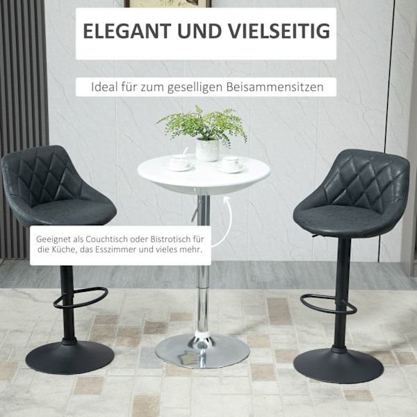 Barbord Moderne Spisebord Skrivebord Højdejustering Metal Abs Maling Hvid Ø61 X 76-97 Cm