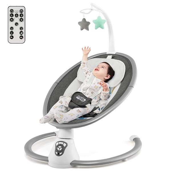Elektrisk babygunga babyrocker med 5 gungnivåer 65,5 x 71,5 x 76 cm grå