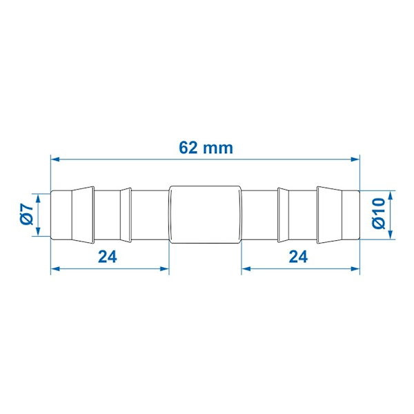 Vandslangetilslutning lige 10mm pr stk