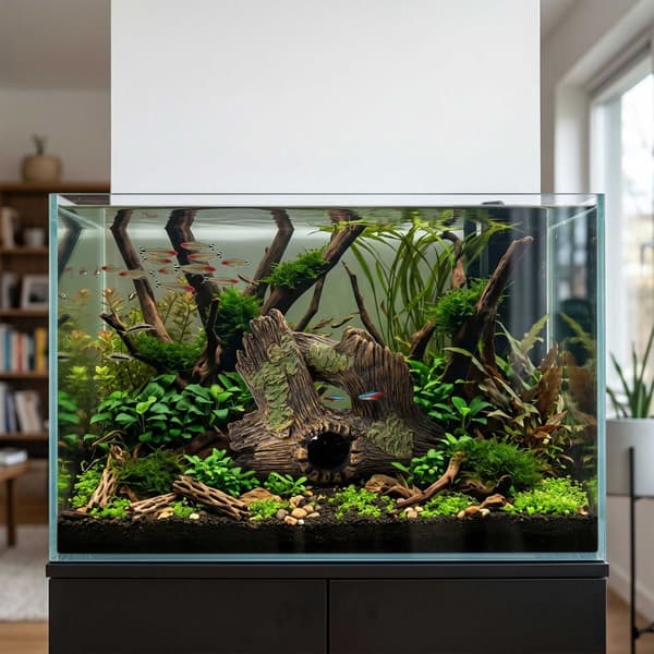 Akvariumträdstamsprydnad – Polyresin gömgrotta