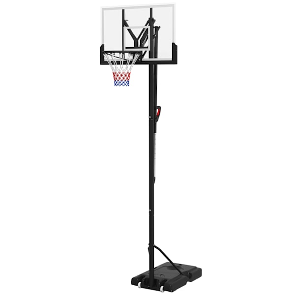 Basketkorg höjdjusterbar 295-365 cm med stativ och hjul, basketsystem för utomhusbruk, robust stål