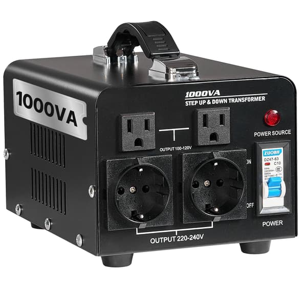 1000VA step up/down spændingskonverter, 110V-220V, US EU