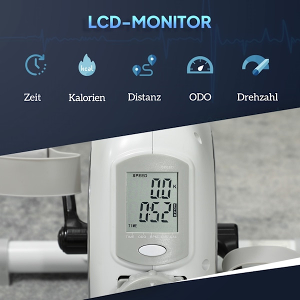 Pedal trainer minikuntopyörä ikäihmisille 8 säädettävällä magneettivastuksella ja LCD-näytöllä käsi- ja jalkatreenikuntopyörä kotiharjoitteluun Aosom