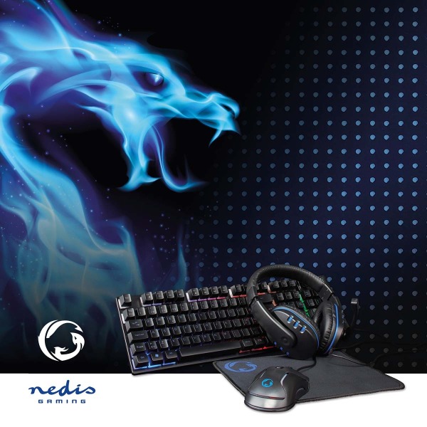 Gaming Combo Kit | 5-i-1 | Tastatur, Headset, Mus og musemåtte | Sort | QWERTY | ND layout