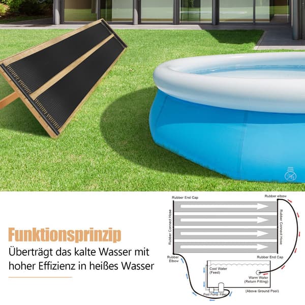 Solvarmer til pool, UV-bestandig PE, 300x75 cm, 2 paneler