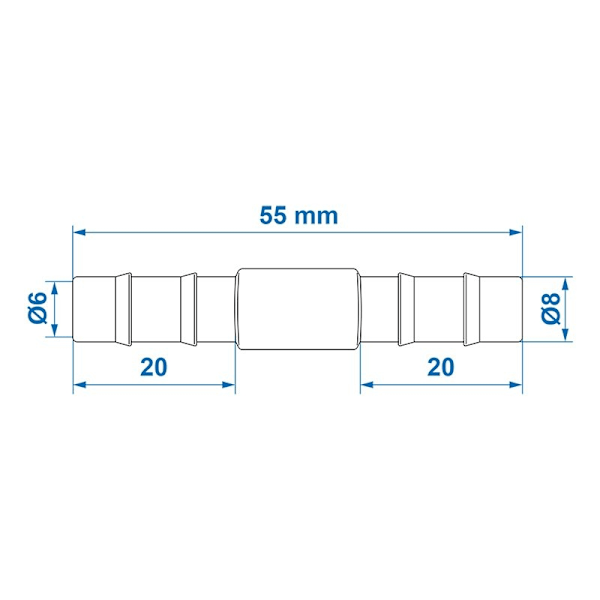 Vandslangetilslutning lige 8mm pr stk