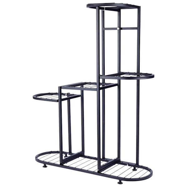 Sort metal blomsterstand med fem niveauer til potteplanter