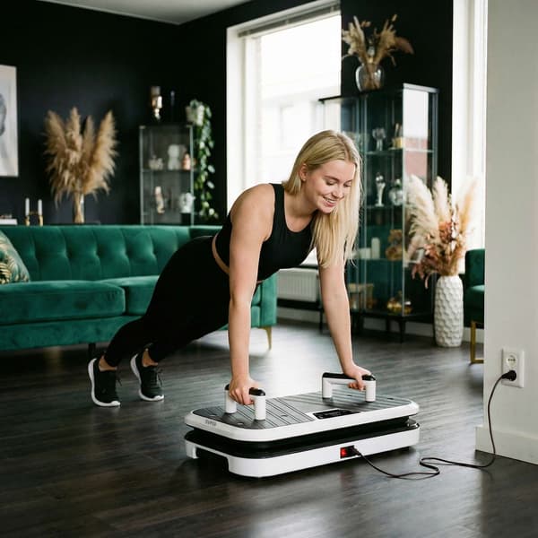 Vibrationsplatform med push-up-stænger, Bluetooth, 5 programmer