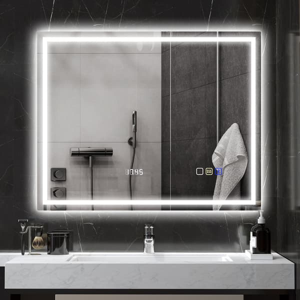 LED-badrumsspegel, Bluetooth, 80x100 cm, pekskärm