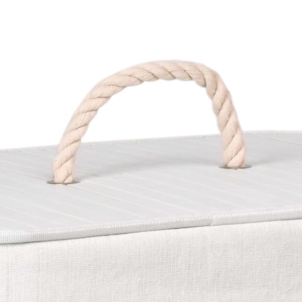 Bambu tvättkorg med lock, 80L, vit