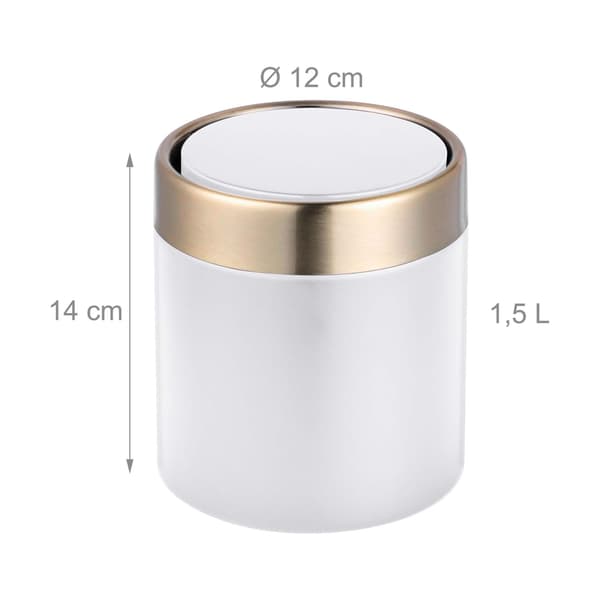 Mini bordsavfallsbehållare, 1,5 l, vitt metalllock