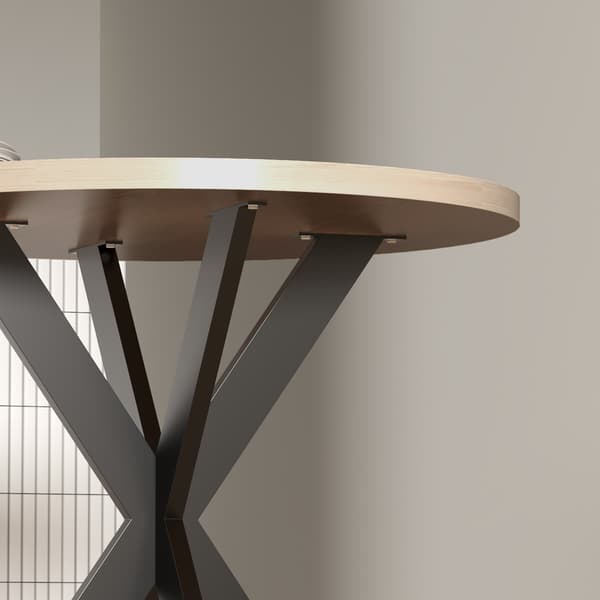 Runt matbord, 75 cm, plats för 2-4, brun MDF