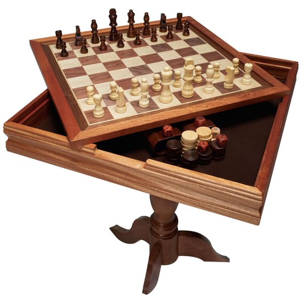3-i-1 schack- och backgammonbord, 40 cm trä