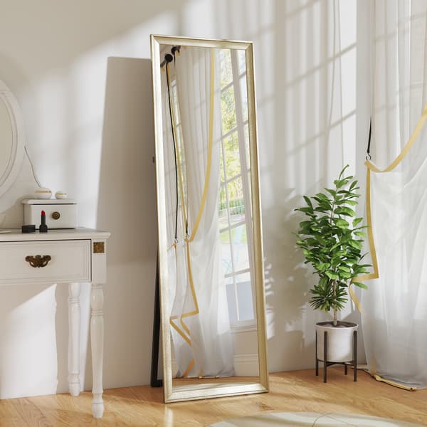 Helkroppsspegel, flexibel placering, 160x50 cm, guld