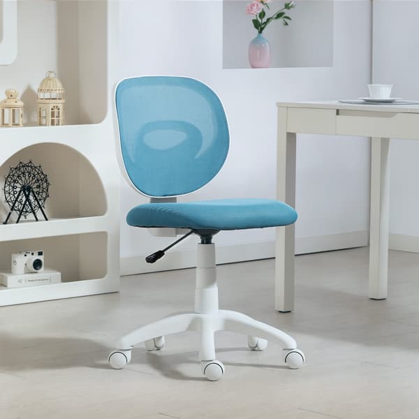 Ergonomisk kontorstol, justerbar højde, blåt net