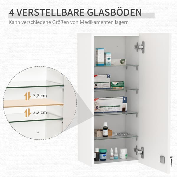 Medicinskab Hængeskab Låsbart Justerbart Førstehjælpskryds