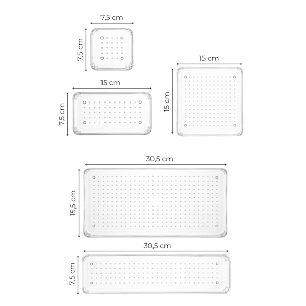Skuffe Organizer SET4 - Gennemsigtig