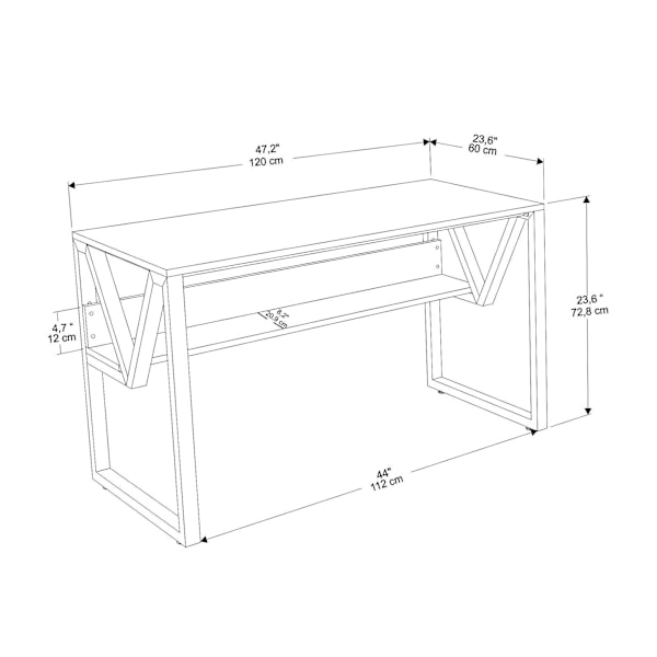 Studiebord Lona - Hvid, Guld