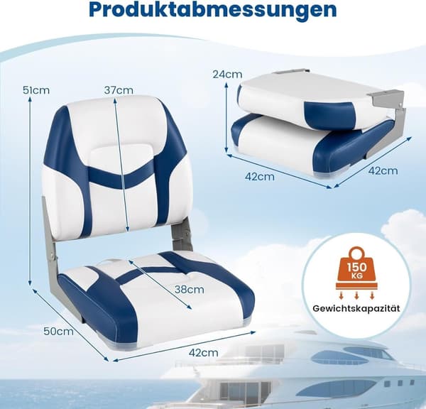 Båtsitsset, 2-pack, 7 cm skum, hopfällbart, PVC-läder