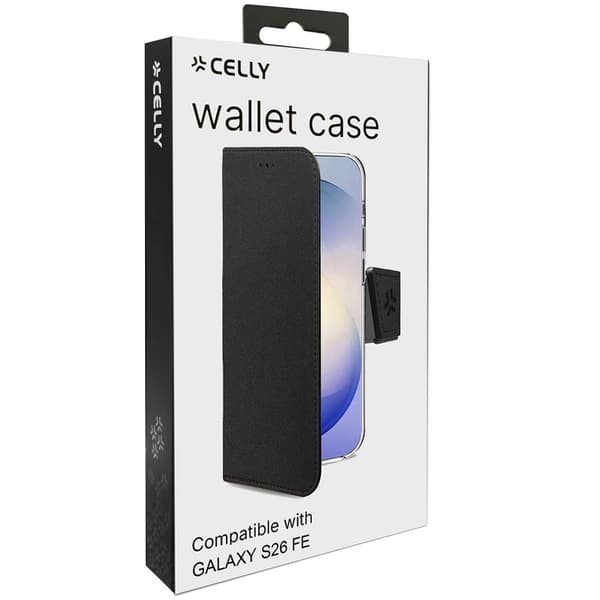 Celly Wally Pung-etui til Samsung Galaxy S26 FE 5G, Sort, 3 Kortpladser
