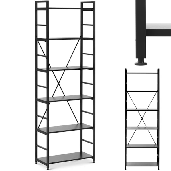 Loftreol med stålramme 28 x 60 x 182 cm sort