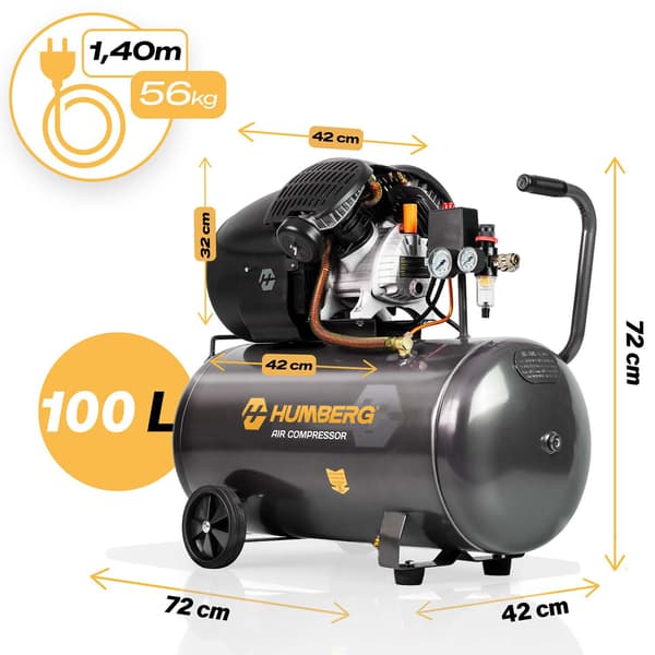 Oljeluftkompressor, 100 l, 8 bar, 2800 varv/min