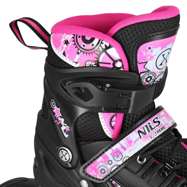Inline/skøjter, 4-i-1, lyserød LED, størrelse S (31-34)
