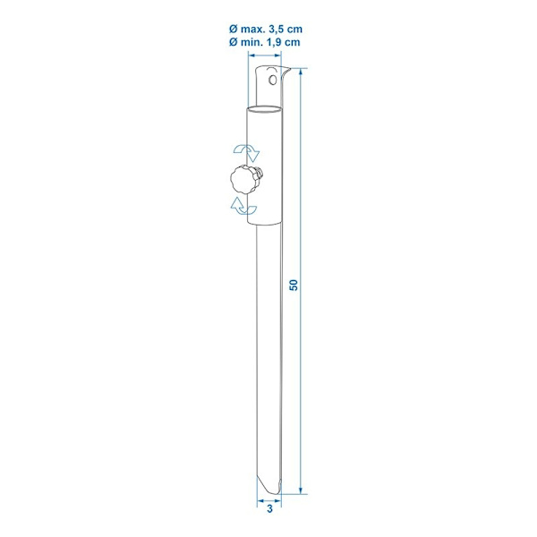 Ilmakuivain ja sateenvarjo maapiikki 50cm Ø35mm