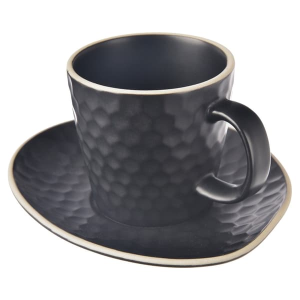Kaffekop med underkop til espresso keramik sort TEA TIME 95 ml