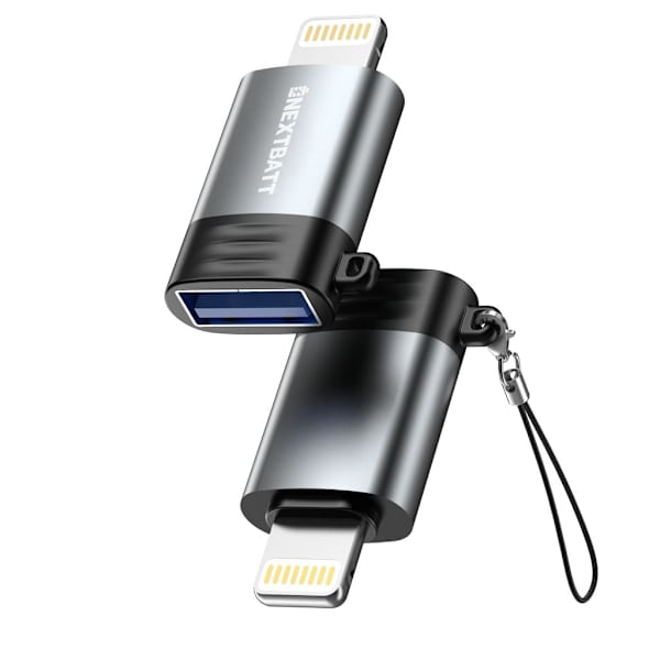 NEXTBATT USB-A hun til Lightning adapter - Sort/Grå