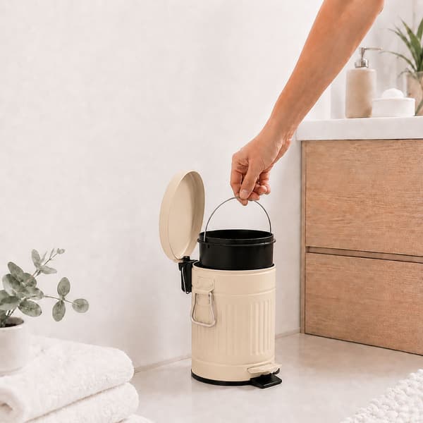 Beige Retro Pedalspand til Badeværelset, 3L Kapacitet