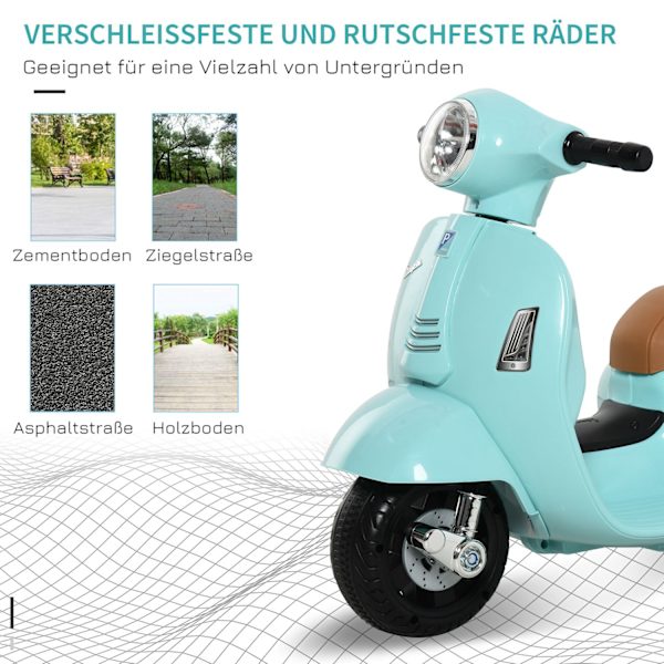 Vespa Sähkömoottoripyörä Lasten Moottoripyörä Sähköauto 18-36Kk 3 Km/H Led Valoääni Pp Muovi Metalli Vihreä 66,5 X 38 X 52 Cm