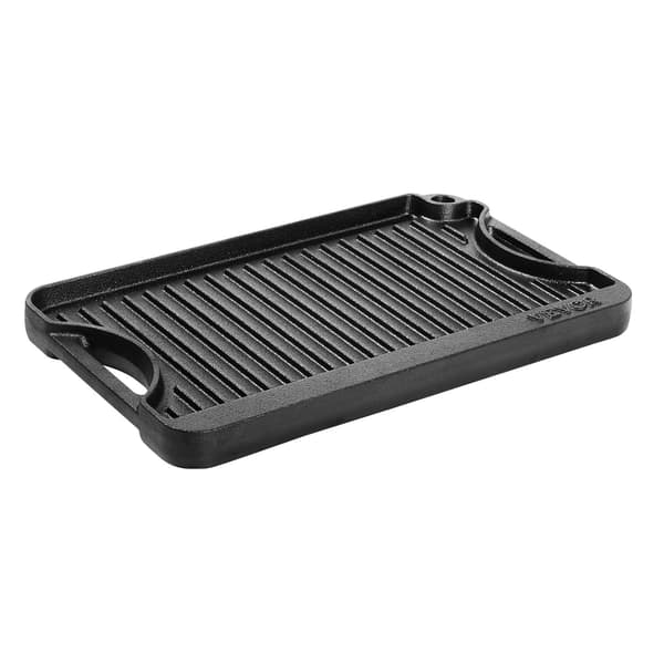 Vendbar støbejernsgrillplade, 35x21 cm, forkrydret