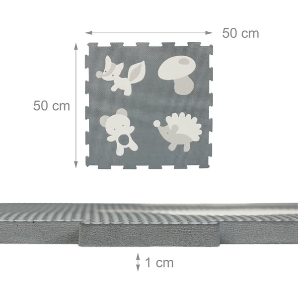 Djurpusselmatta – skum, 6 mattor, 12 kanter